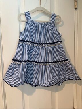 Crewcuts Blue and White Striped Tiered Sundress